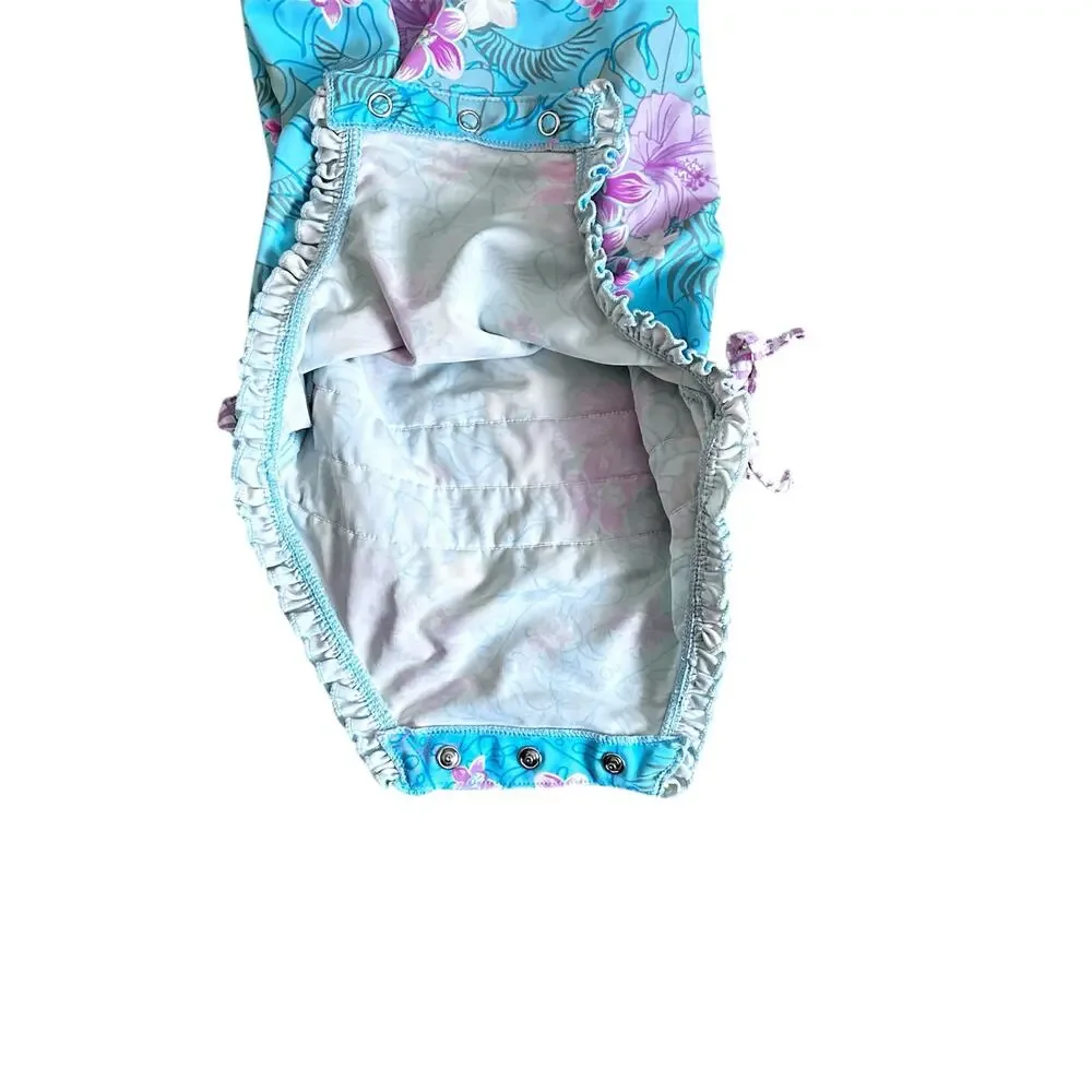 RuffleButts Orchid Oasis One Piece Rash Guard Long Sleeve Swimsuit Sz 18-24m